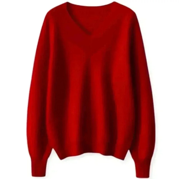 Cashmere Sweater Charter Club XL V-Neck Red Soft Like New - Picture 1 of 7
